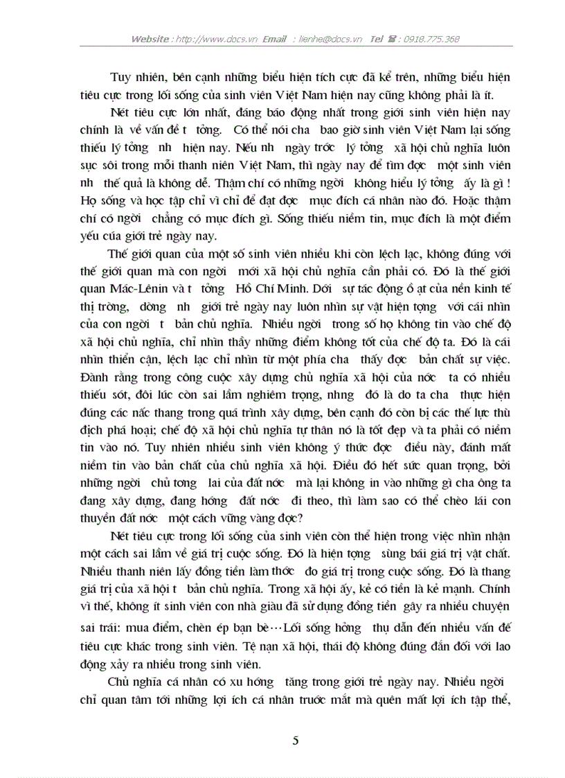 image for page Lối sống của sinh viên việt Nam ngày nay Thực trạng và kiến nghị