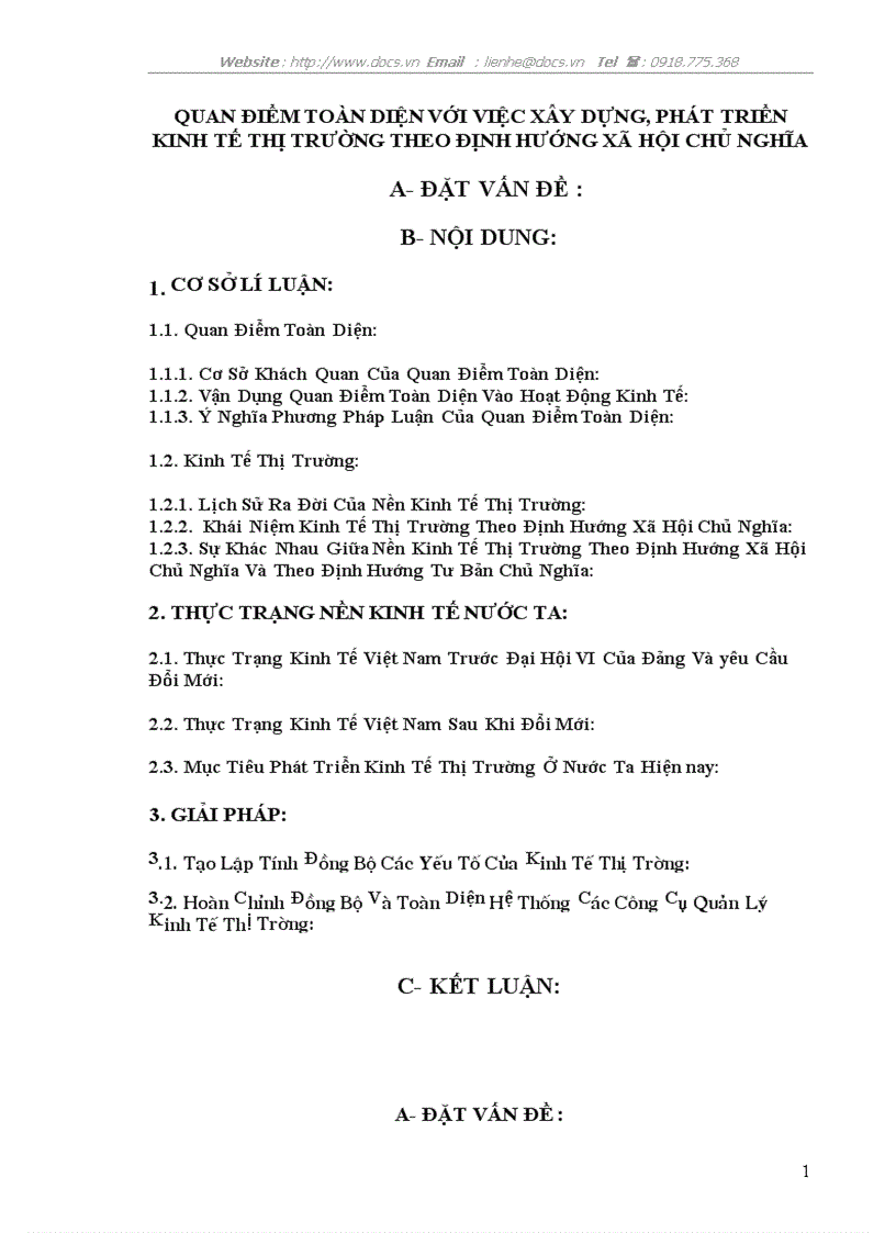 image for page Quan điểm toàn diện với việc xây dựng phát triển KTTT theo định hướng XHCN