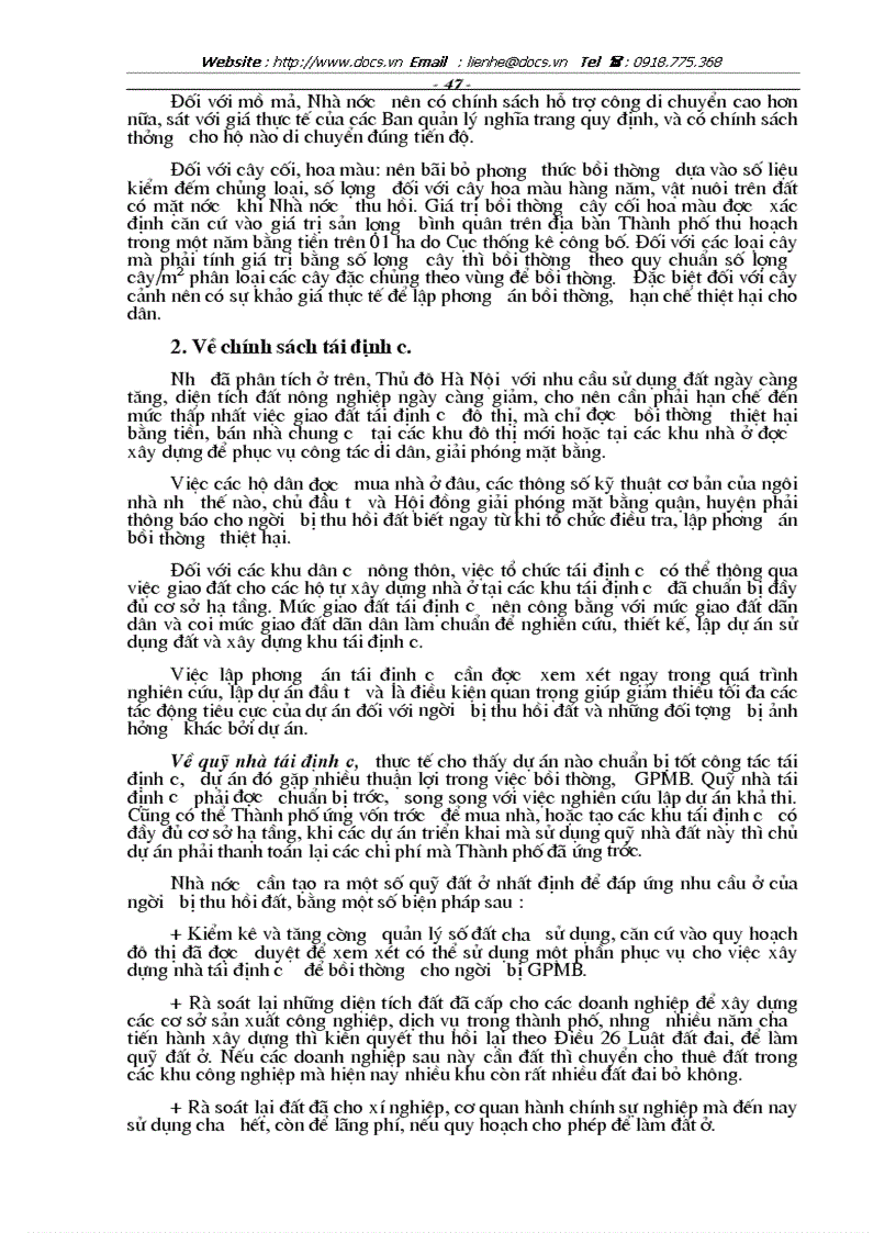 image for page Hoàn thiện chính sách bồi thường thiệt hại khi Nhà nước thu hồi đất trên địa bàn Thành phố Hà Nội