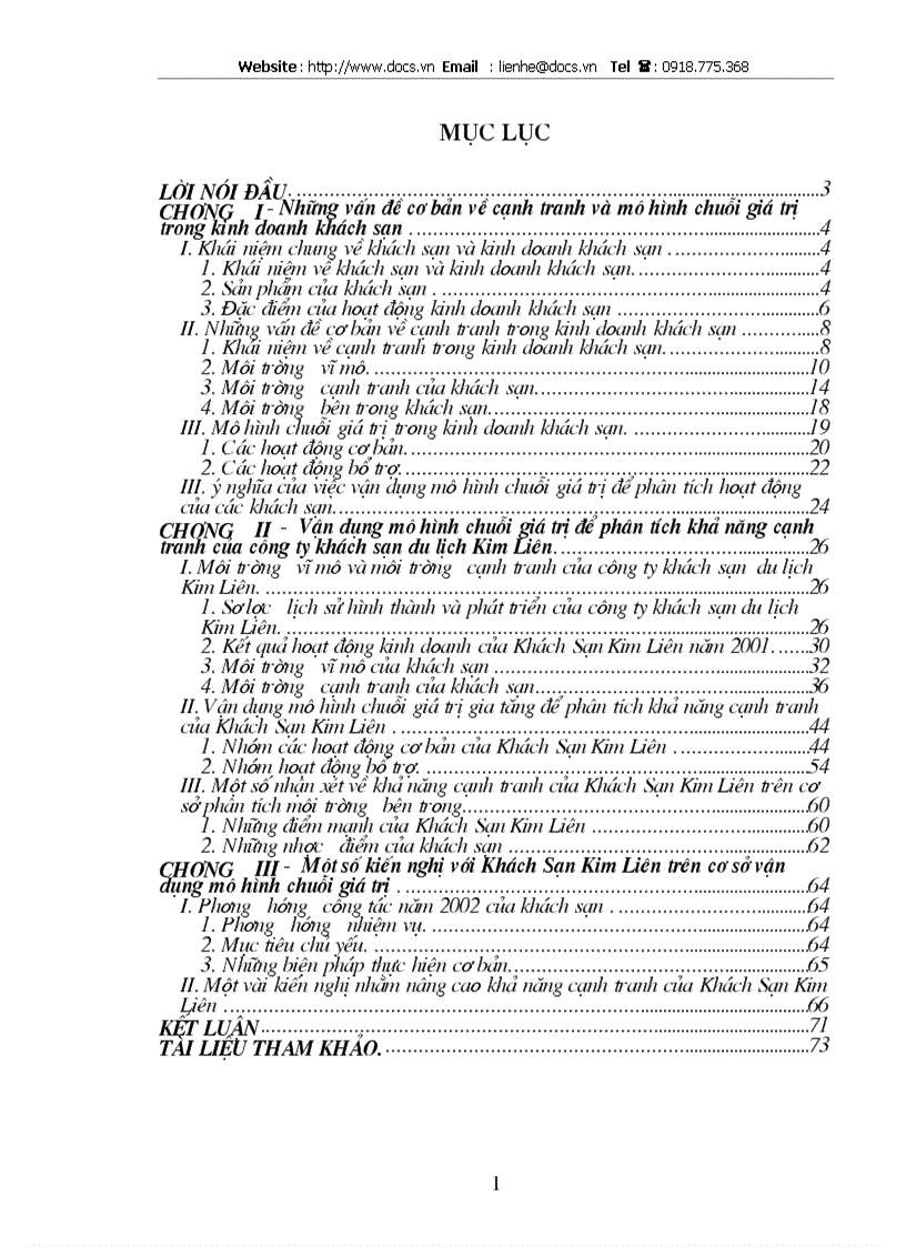 image for page Vận dụng mô hình chuỗi giá trị để phân tích khả năng cạnh tranh của khách sạn Kim Liên