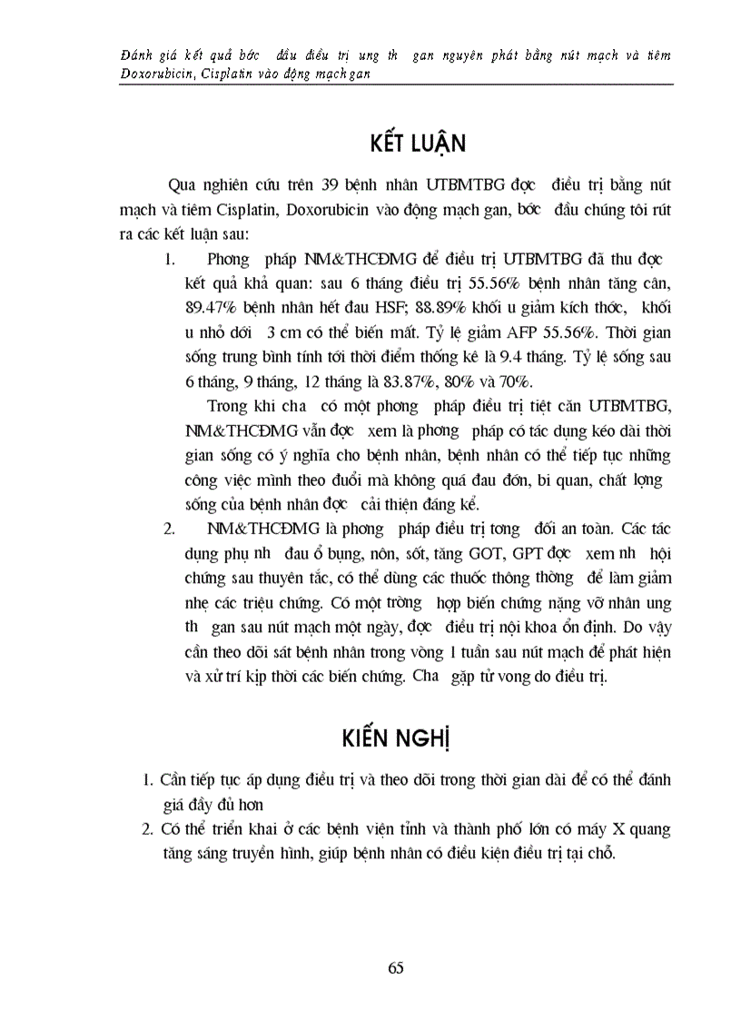 image for page Đánh giá kết quả bước đầu điều trị ung thư gan nguyên phát bằng nút mạch tiêm Doxorubicin Cisplatin vào động mạch gan