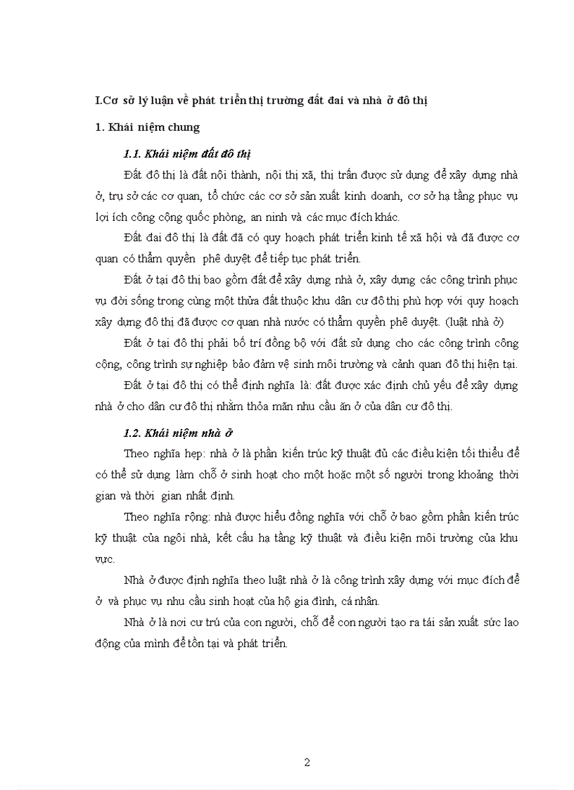 Cơ sở lý luận về phát triển thị trường đất đai và nhà ở đô thị