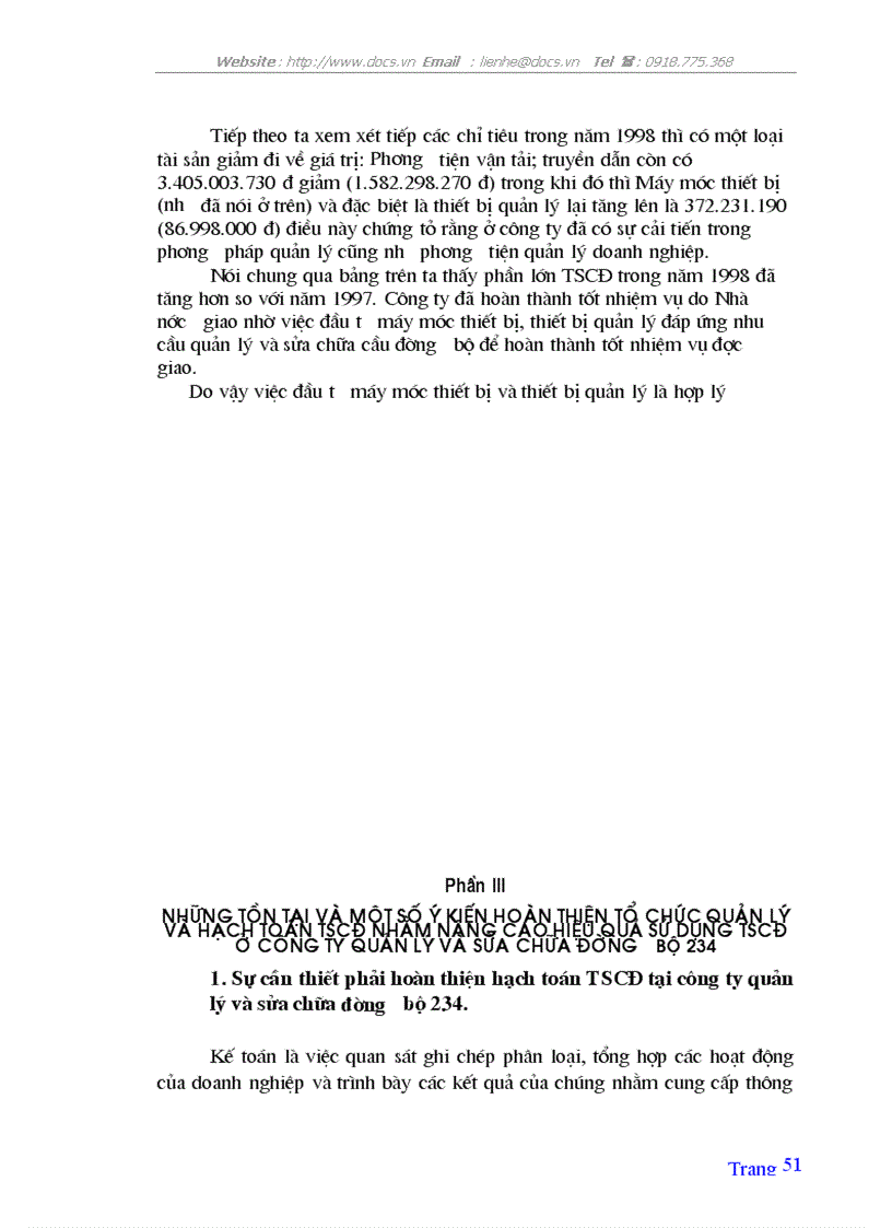 image for page Tổ chức hạch toán tscđ với việc nâng cao hiệu quả sử dụng tscđ ở công ty quản lý và sửa chữa đường bộ 234