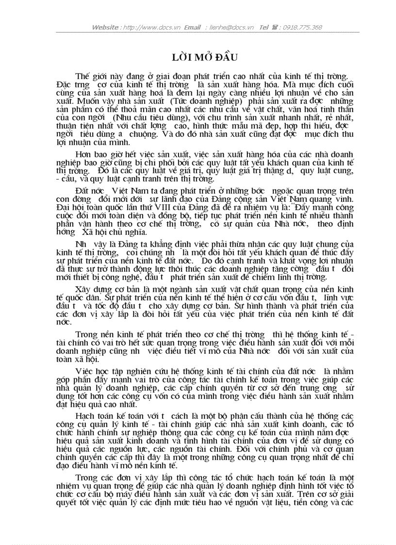 image for page Hoàn thiện kế toán chi phí sản xuất và tính gía thành sản phẩm xây lắp trong doanh nghiệp xây lắp ở xí nghiệp Sông Đà 8 06