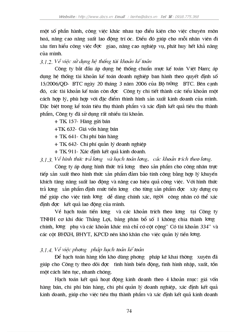 image for page Thực trạng công tác kế toán TTTP xác định kết quả TTTP tại C ty cơ khí đúc Thắng Lợi