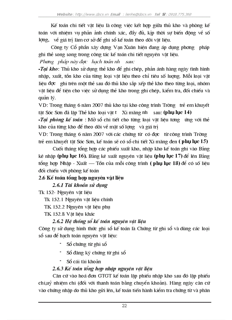 image for page Tổ chức công tác kế toán nguyên vật liệu tại Công ty cổ phần xây dựng Vạn Xuân