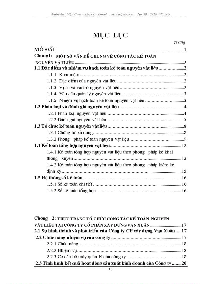 image for page Tổ chức công tác kế toán nguyên vật liệu tại Công ty cổ phần xây dựng Vạn Xuân