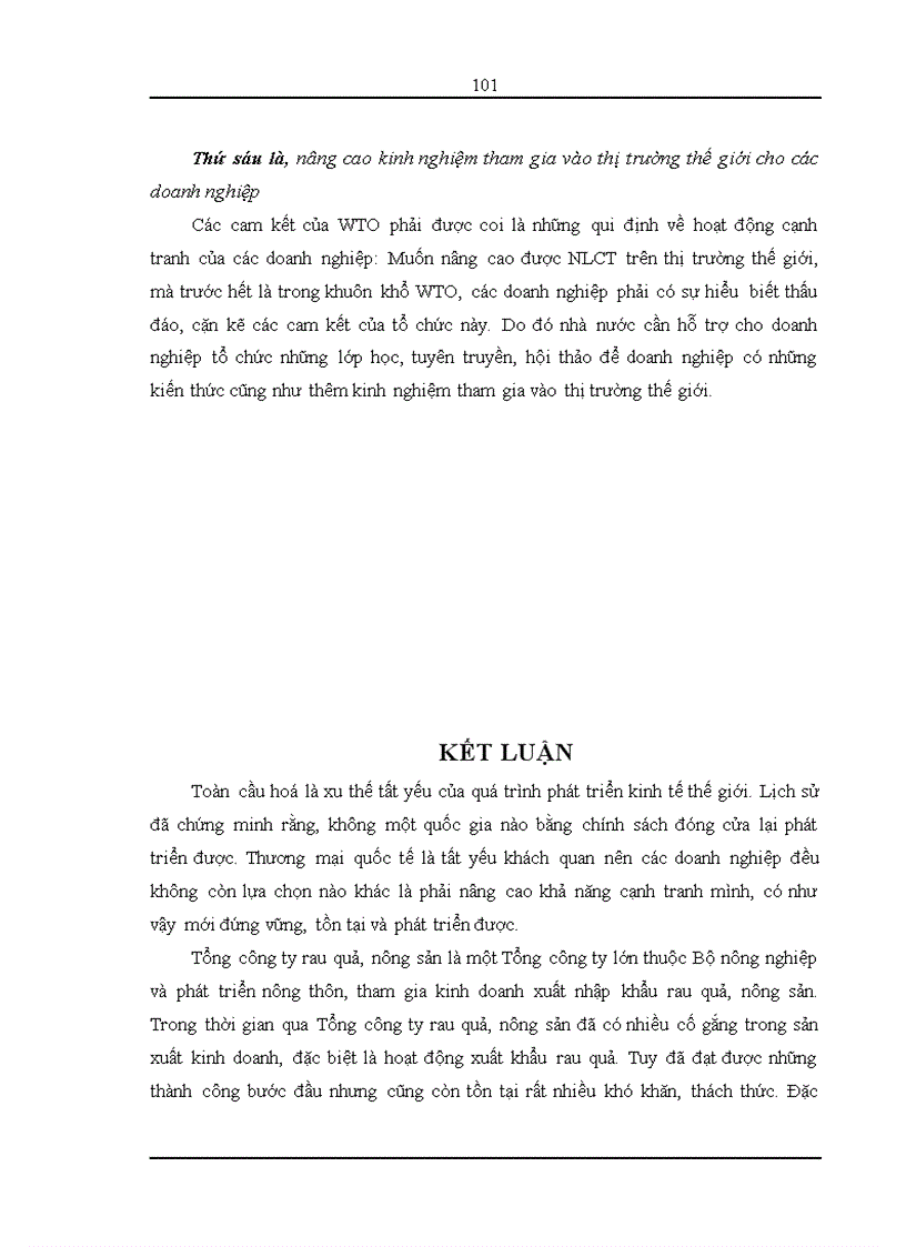 image for page Một số giải pháp nâng cao năng lực cạnh tranh trong xuất khẩu rau quả của Tổng công ty rau quả nông sản