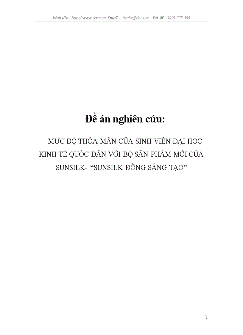 image for page MỨC ĐỘ THỎA MÃN CỦA SINH VIÊN ĐẠI HỌC KINH TẾ QUỐC DÂN VỚI BỘ SẢN PHẨM MỚI cỦa SUNSILK SUNSILK ĐỒNG SÁNG TẠO