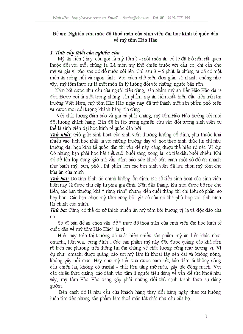 image for page Nghiên cứu mức độ thoả mãn của sinh viên đại học kinh tế quốc dân về mỳ tôm Hảo Hảo