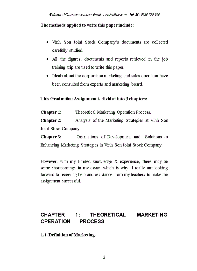 image for page Marketing strategies in Vinh Son Joint Stock Company