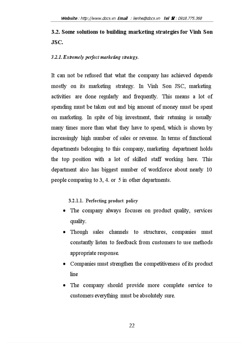 image for page Marketing strategies in Vinh Son Joint Stock Company