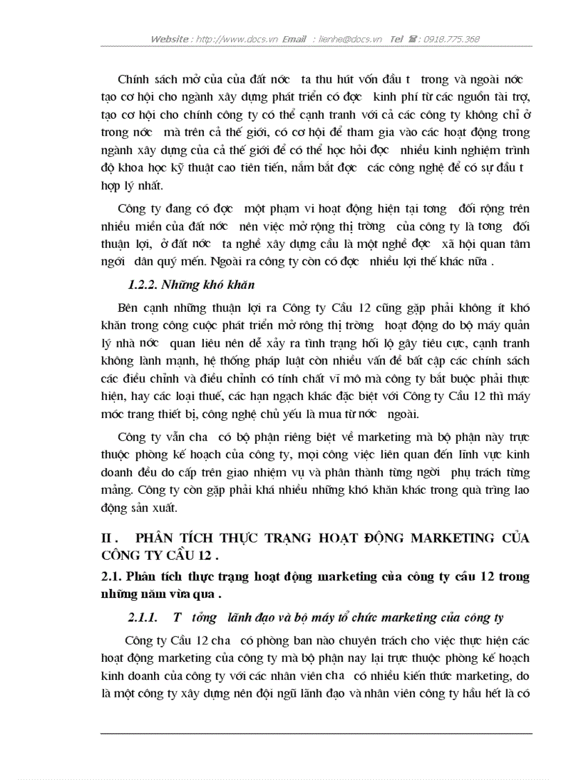 image for page Tầm quan trọng của hoạt động Marketing trong việc mở rộng thị trường và thực trạng hoạt động Marketing của Công ty Cầu 12