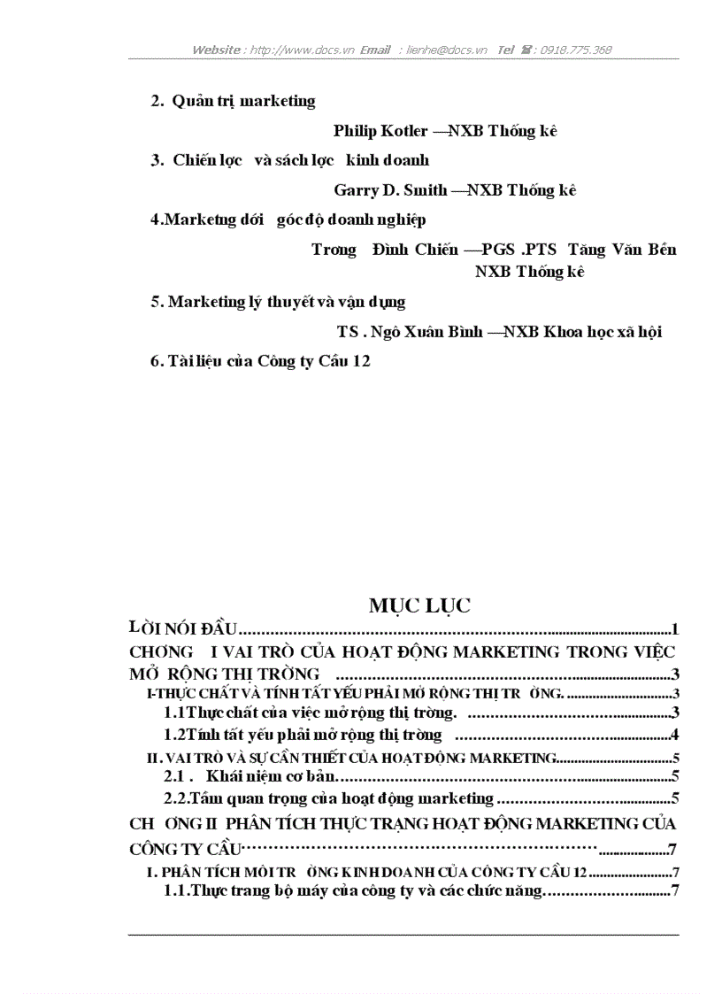 image for page Tầm quan trọng của hoạt động Marketing trong việc mở rộng thị trường và thực trạng hoạt động Marketing của Công ty Cầu 12