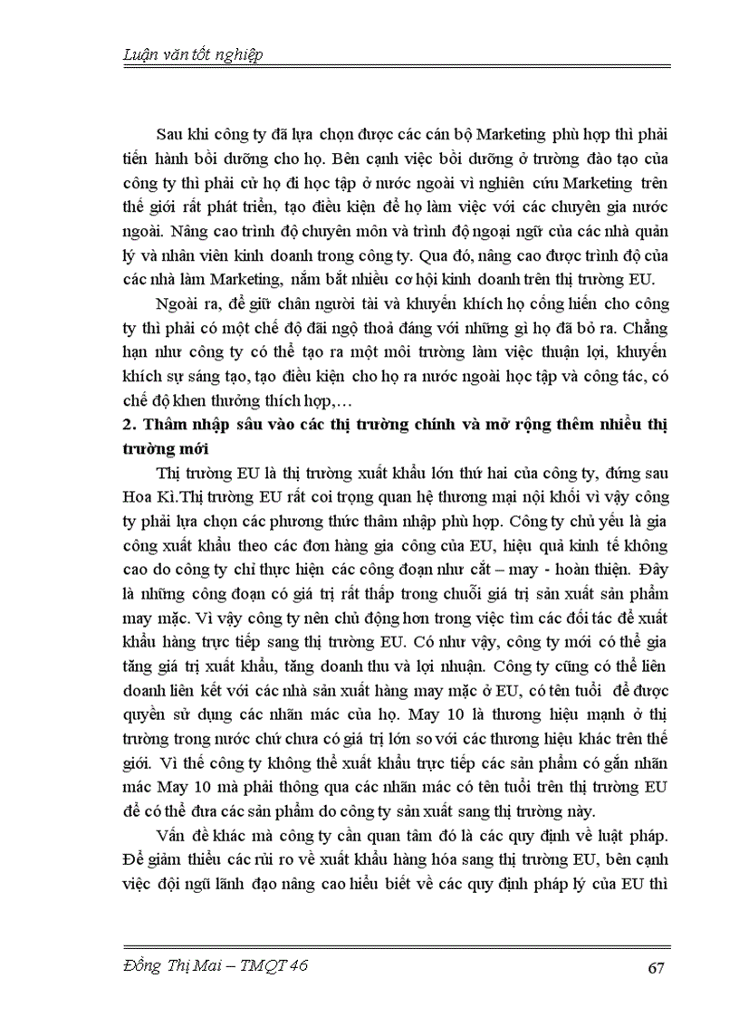 image for page Một số giải pháp hoàn thiện Marketing xuất khẩu sang thị trường EU của Công ty cổ phần May 10