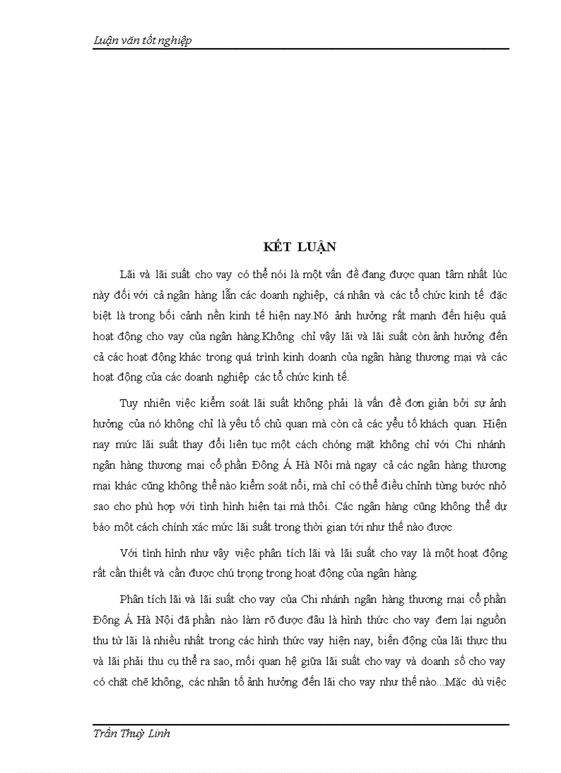 image for page Vận dụng một số phương pháp thống kê phân tích lãi và lãi suất cho vay của chi nhánh ngân hàng thương mại cổ phần Đông Á Hà Nội giai đoạn 2001 2007