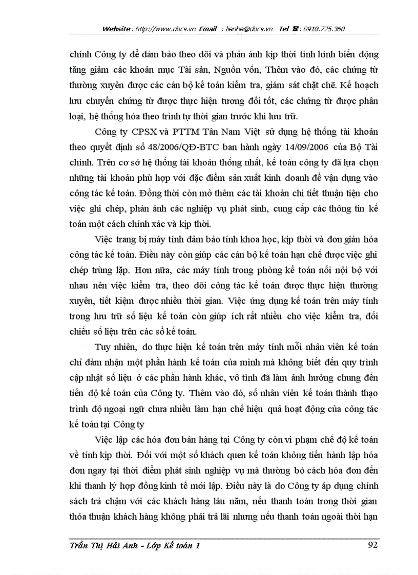 image for page Hoàn thiện kế toán bán hàng và xác định kết quả bán hàng tại Công ty cổ phần sản xuất và phát triển thương mại Tân Nam Việt