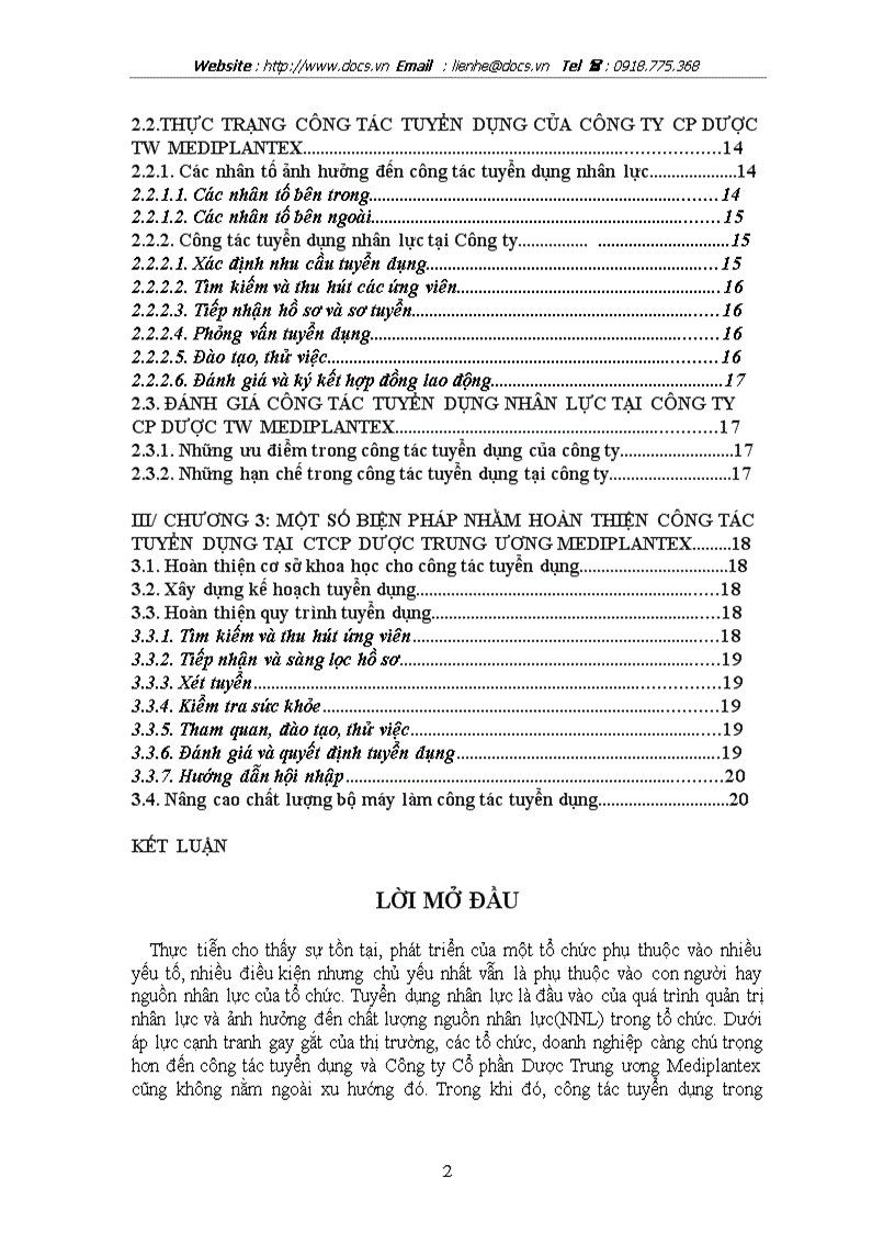 image for page Hoàn thiện công tác tuyển dụng nhân lực tại Công ty Cổ phần Dược Mediplantex