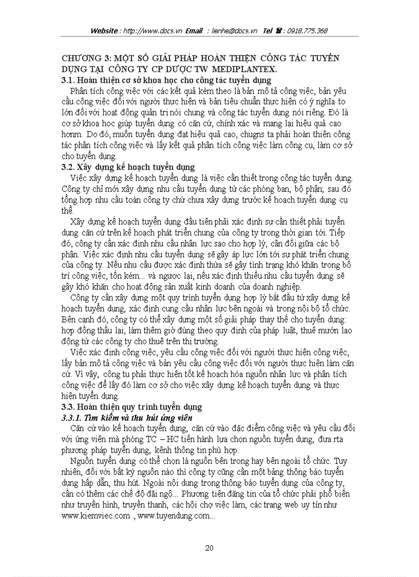 image for page Hoàn thiện công tác tuyển dụng nhân lực tại Công ty Cổ phần Dược Mediplantex