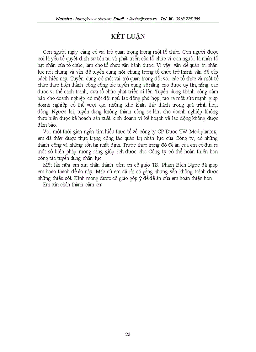 image for page Hoàn thiện công tác tuyển dụng nhân lực tại Công ty Cổ phần Dược Mediplantex