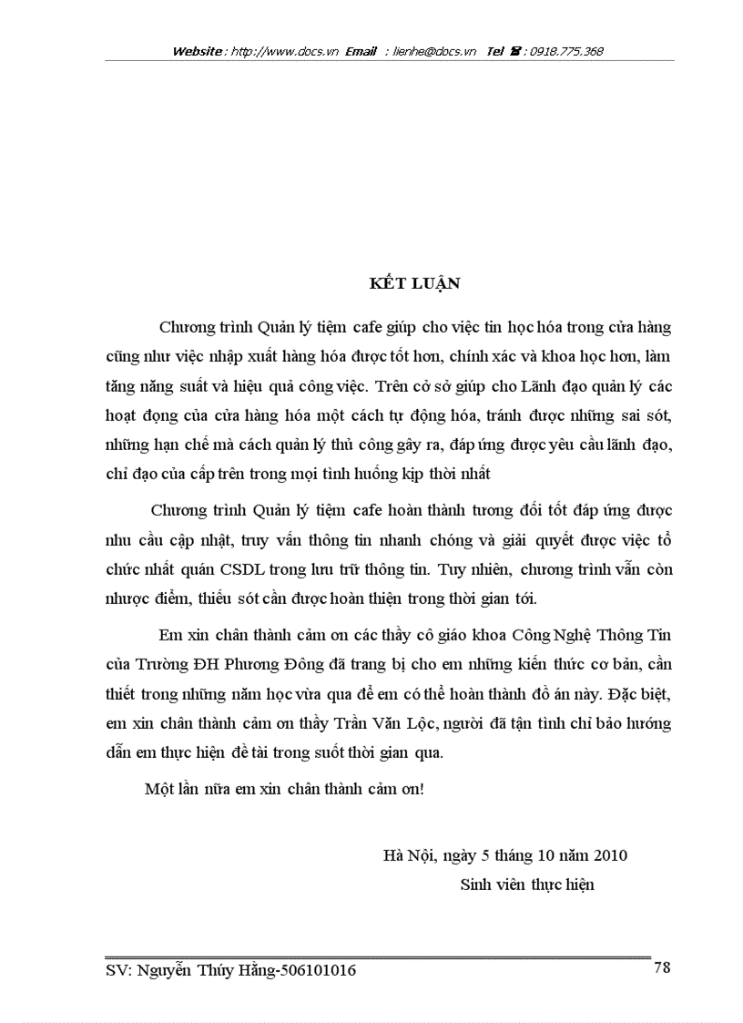 image for page Đề tài quản lý quán Cafe