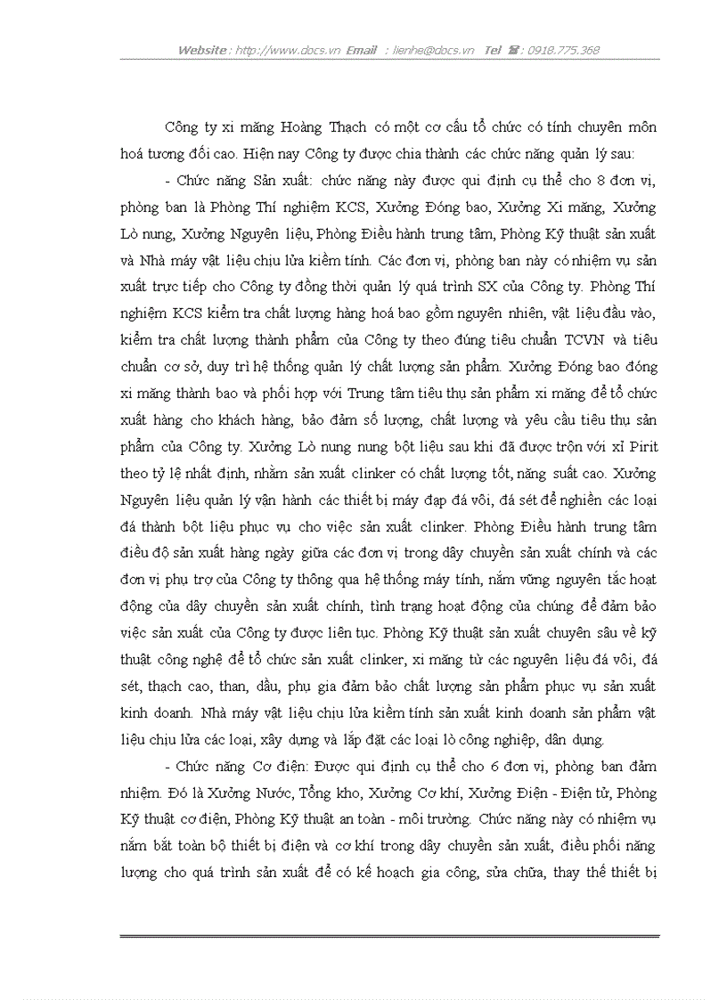 image for page Hoàn thiện cơ cấu tổ chức Công ty xi măng Hoàng Thạch