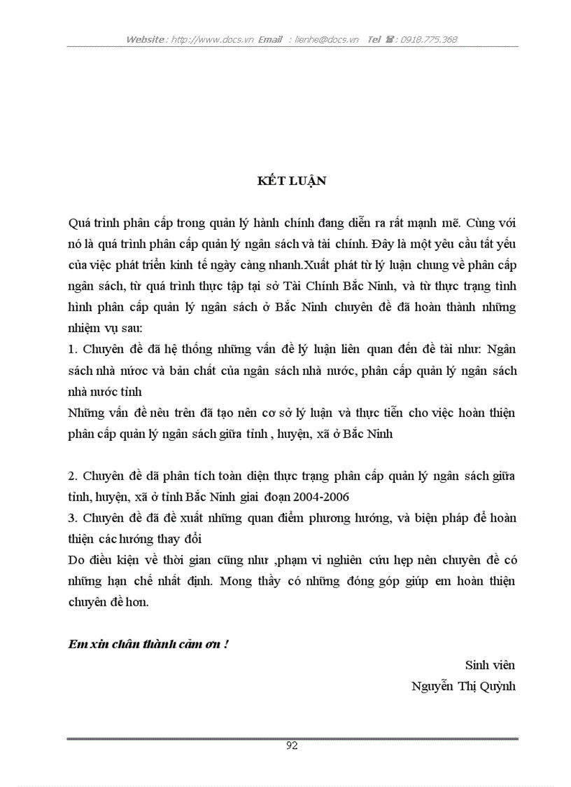 image for page Phân cấp quản lý ngân sách nhà nước giữa Tỉnh và huyện xã ở tỉnh Bắc Ninh giai đoạn 2004 2007 Thực trạng phương hướng giải pháp hoàn thiện