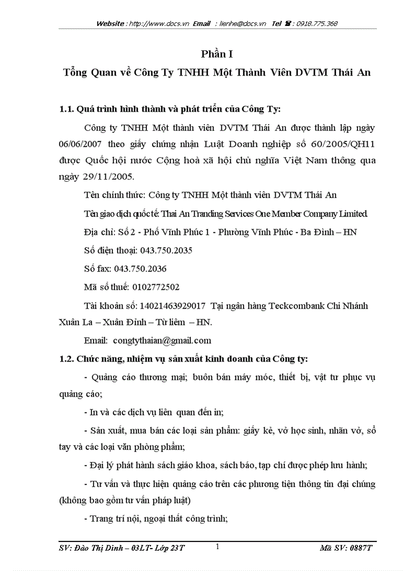 image for page Tình hình tổ chức bộ máy kế toán và tổ chức công tác kế toán tại Công ty TNHH Một Thành Viên DVTM Thái An