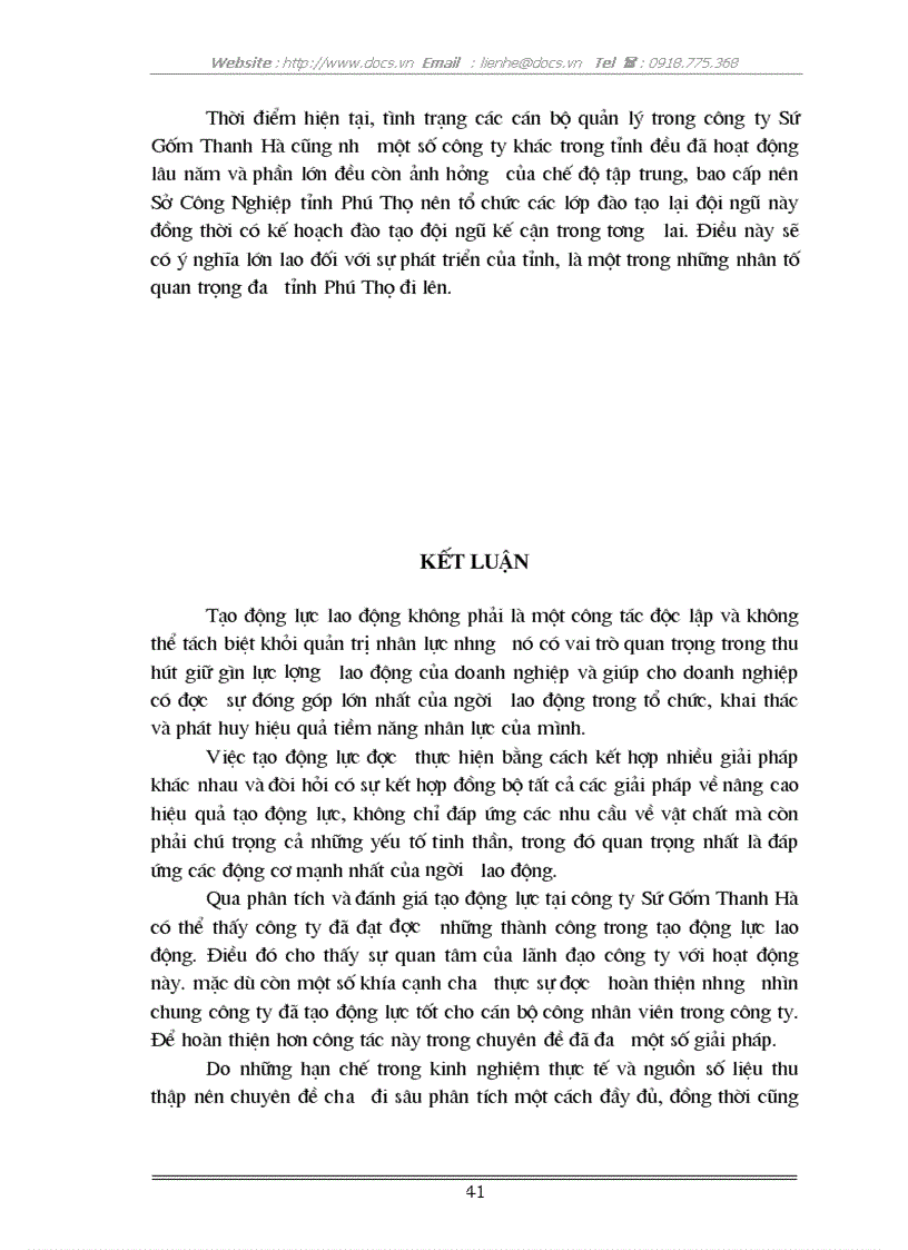 image for page Một số giải pháp nhằm tạo động lực cho người lao động tại công ty Sứ Gốm Thanh Hà