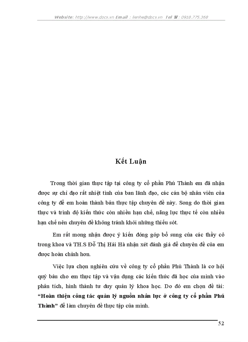 image for page Hoàn thiện công tác quản lý nguồn nhân lực ở công ty cổ phần Phú Thành