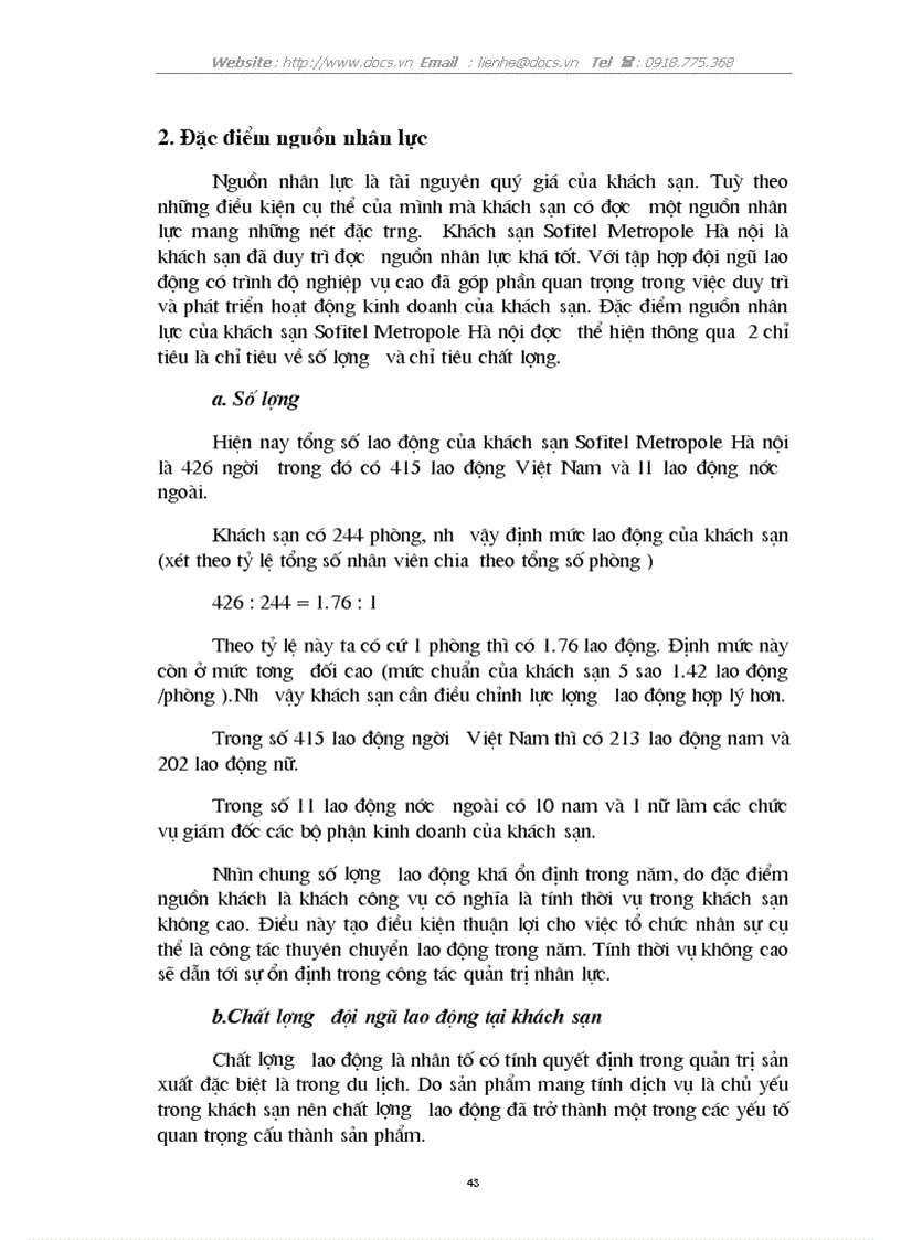 image for page Thực trạng quản trị nhân lực tại khách sạn Sofitel Metropol Hà Nội Kinh nghiệm giải pháp