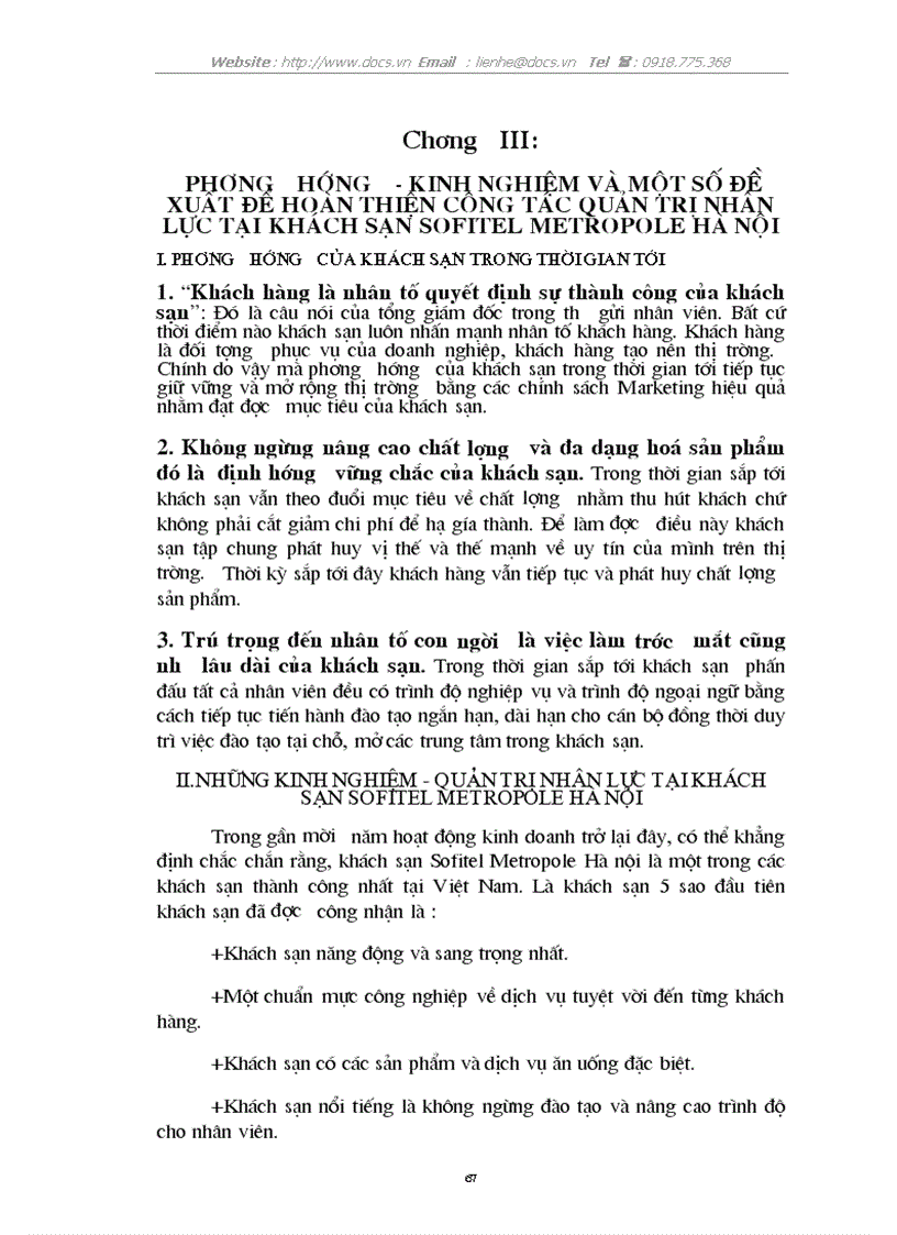 image for page Thực trạng quản trị nhân lực tại khách sạn Sofitel Metropol Hà Nội Kinh nghiệm giải pháp