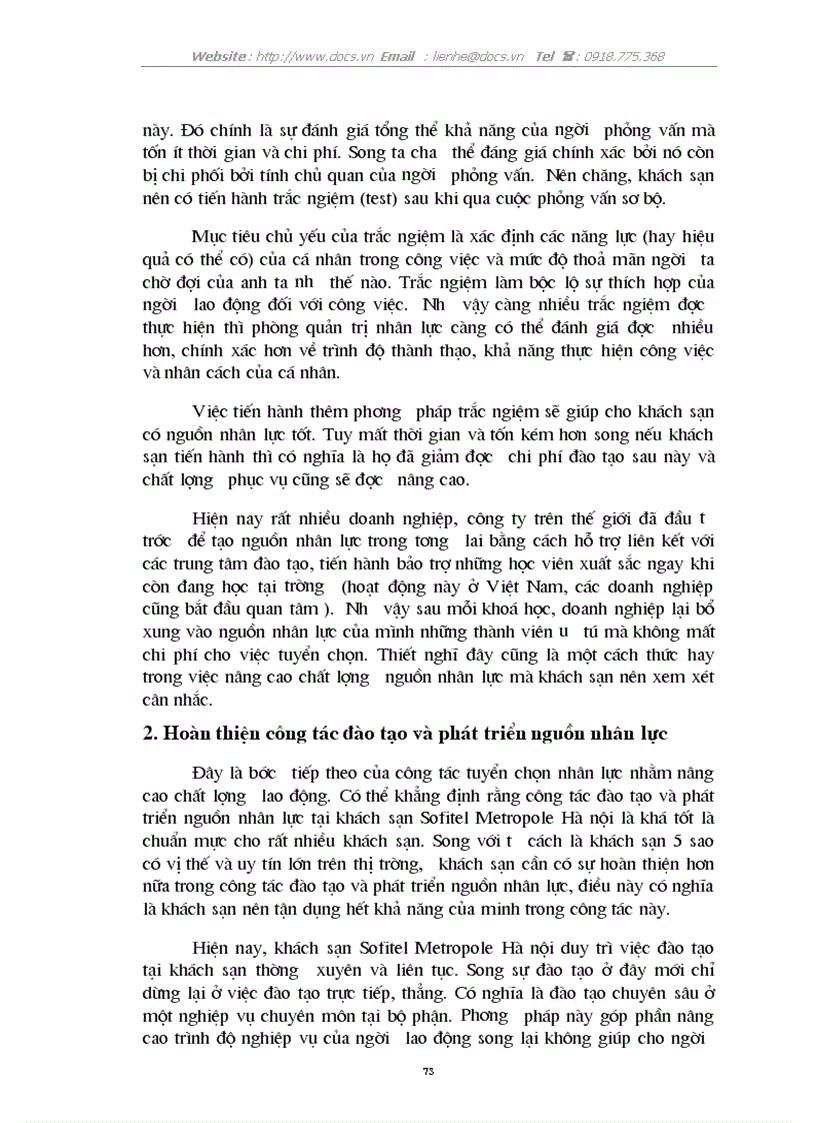 image for page Thực trạng quản trị nhân lực tại khách sạn Sofitel Metropol Hà Nội Kinh nghiệm giải pháp