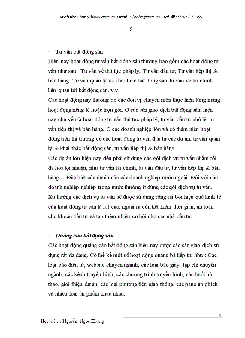 image for page Báo cáo thực tập quản lý điều hành sàn giao dịch bất động sản