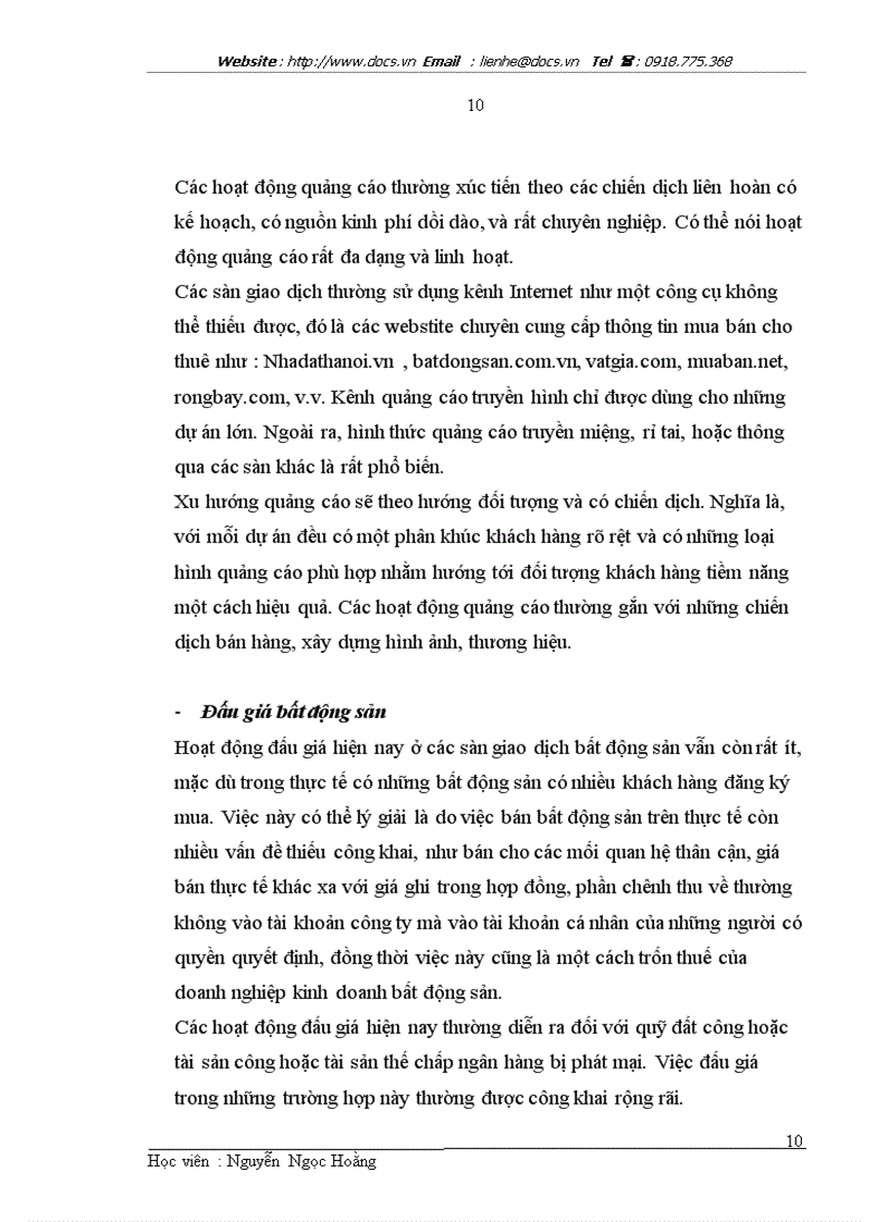 image for page Báo cáo thực tập quản lý điều hành sàn giao dịch bất động sản