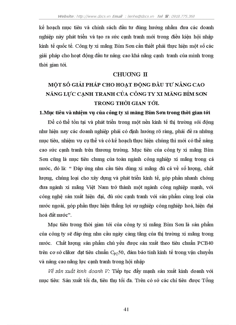 image for page Một số giải pháp cho hoạt động đầu tư nâng cao năng lực cạnh tranh của công ty xi măng Bỉm Sơn trong thời gian tới