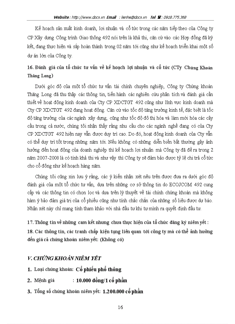 image for page Tóm tắt bản cáo bạch C ty CP Xây dựng công trình giao thông 492