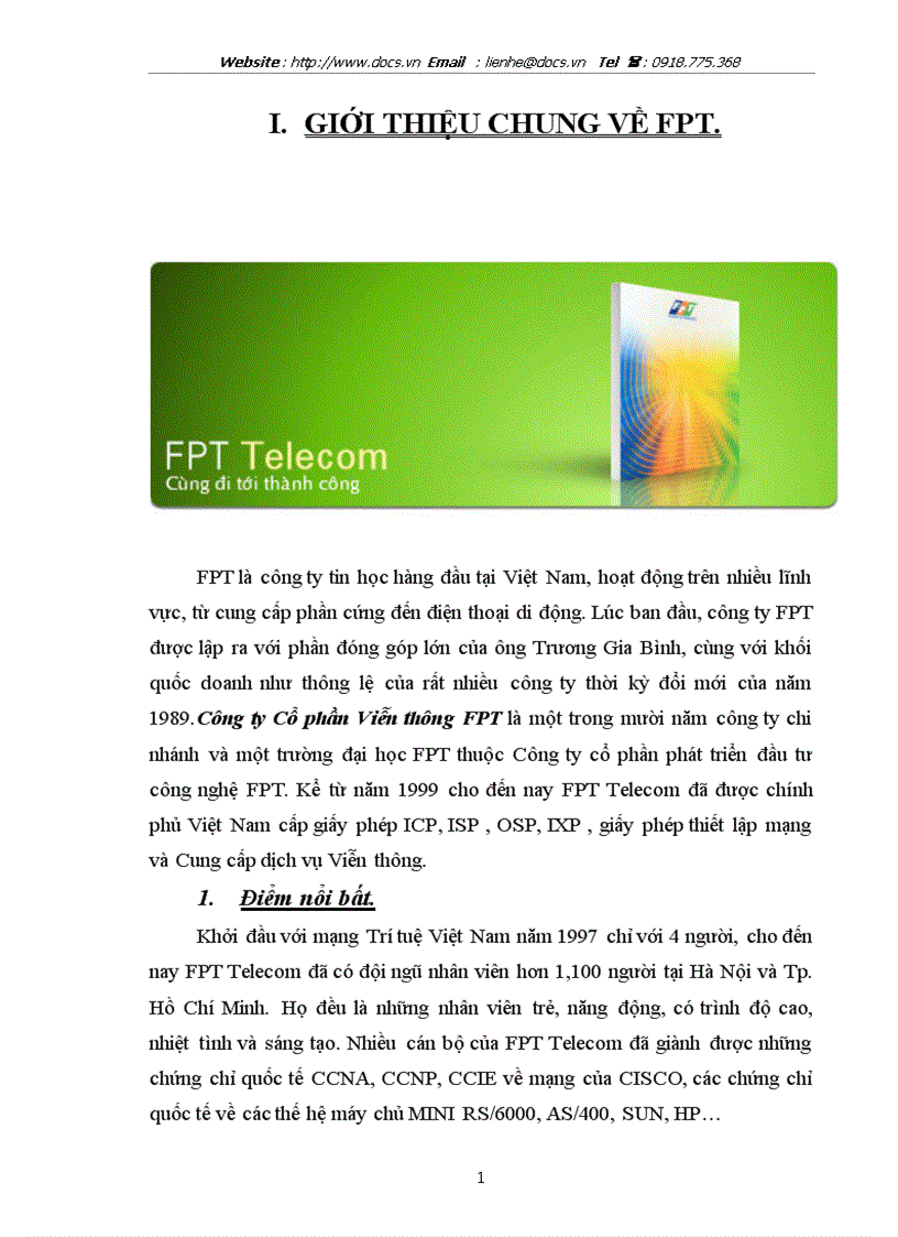 Văn hoá doanh nghiệp FPT telecom lt văn hoá gt