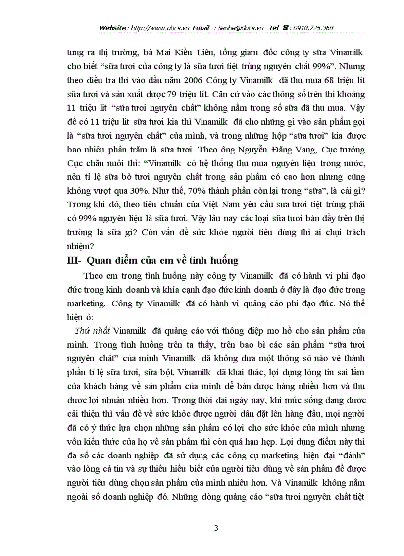 image for page Vấn đề đạo đức kinh doanh trong các sản phẩm của C ty Vinamilk lt VH gt