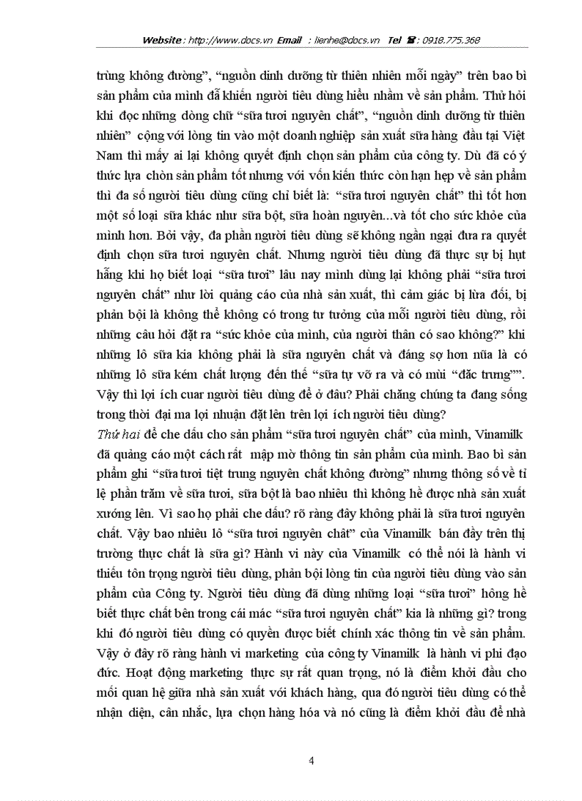 image for page Vấn đề đạo đức kinh doanh trong các sản phẩm của C ty Vinamilk lt VH gt