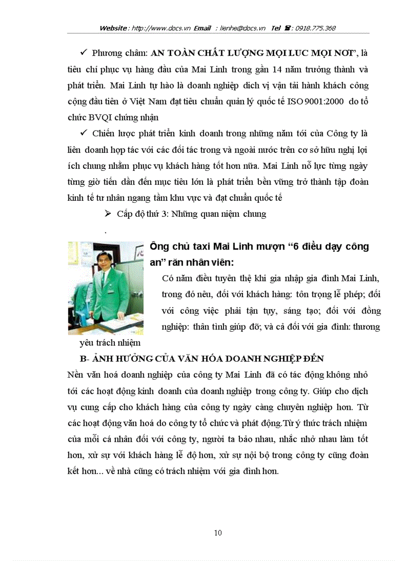 image for page Văn hoá doanh nghiệp của hãng Taxi Mailinh lt văn hoá gt