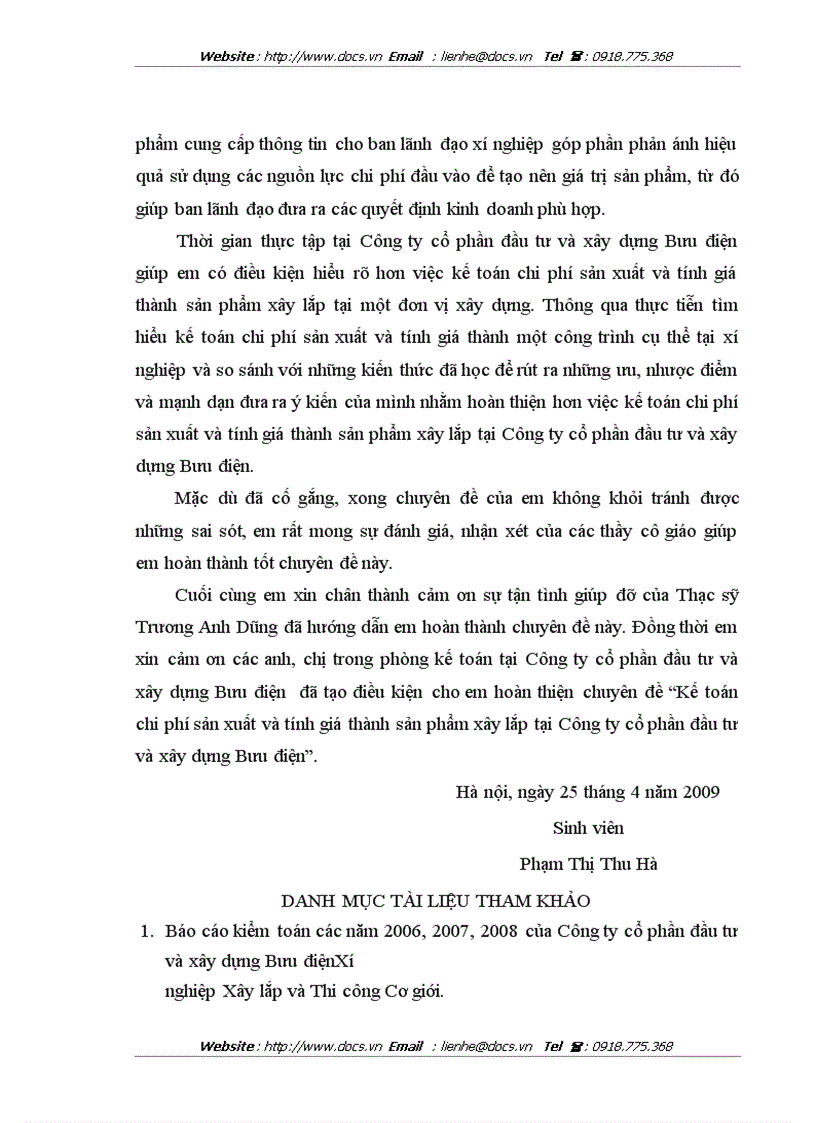 image for page Kế toán chi phí sản xuất và tính giá thành sản phẩm xây lắp tại Công ty cổ phần đầu tư và xây dựng Bưu điện