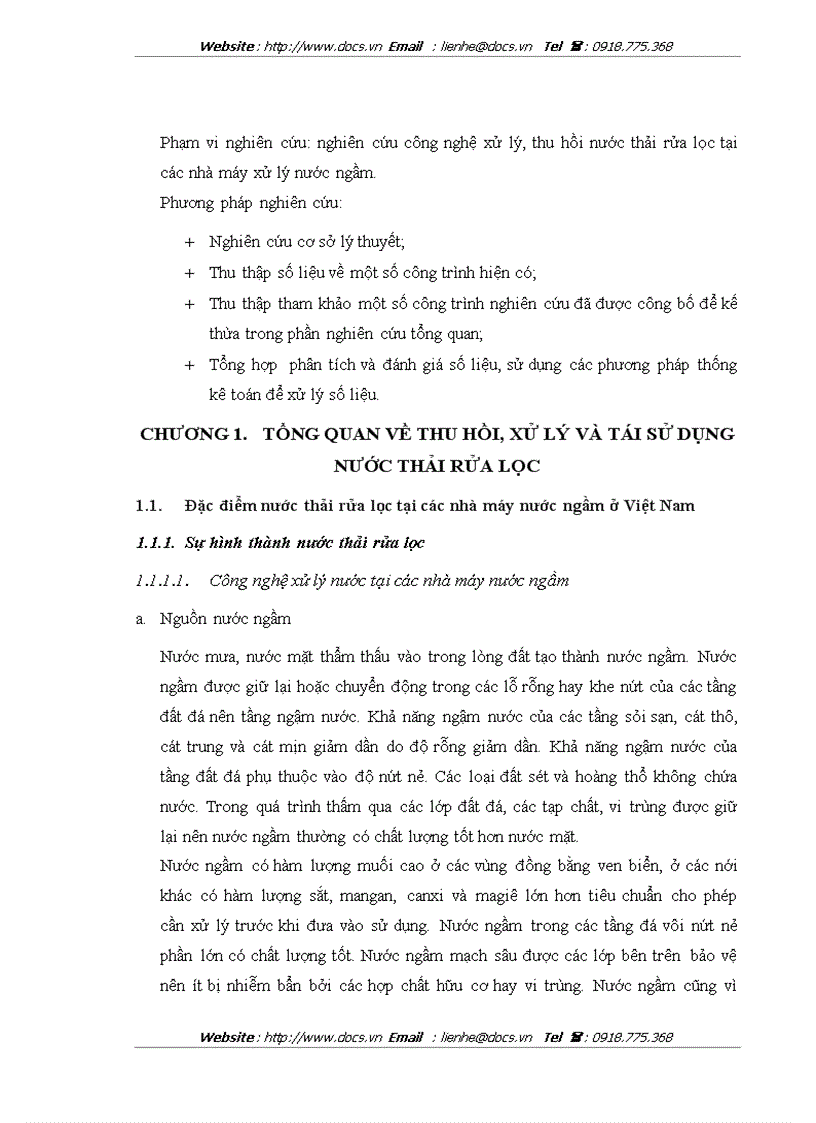 image for page Nghiên cứu xử lý và thu hồi nước thải rửa lọc cho các nhà máy xử lý nước ngầm