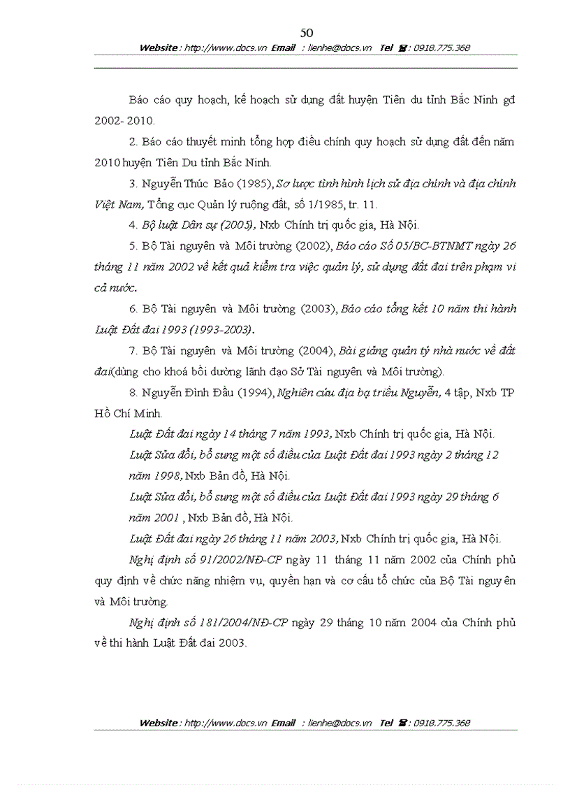 image for page Thực trạng kiến nghị trong công tác quản lýý và sử dụng đất tại huyện tiên du tỉnh bắc ninh giai đoạn 2005 2010