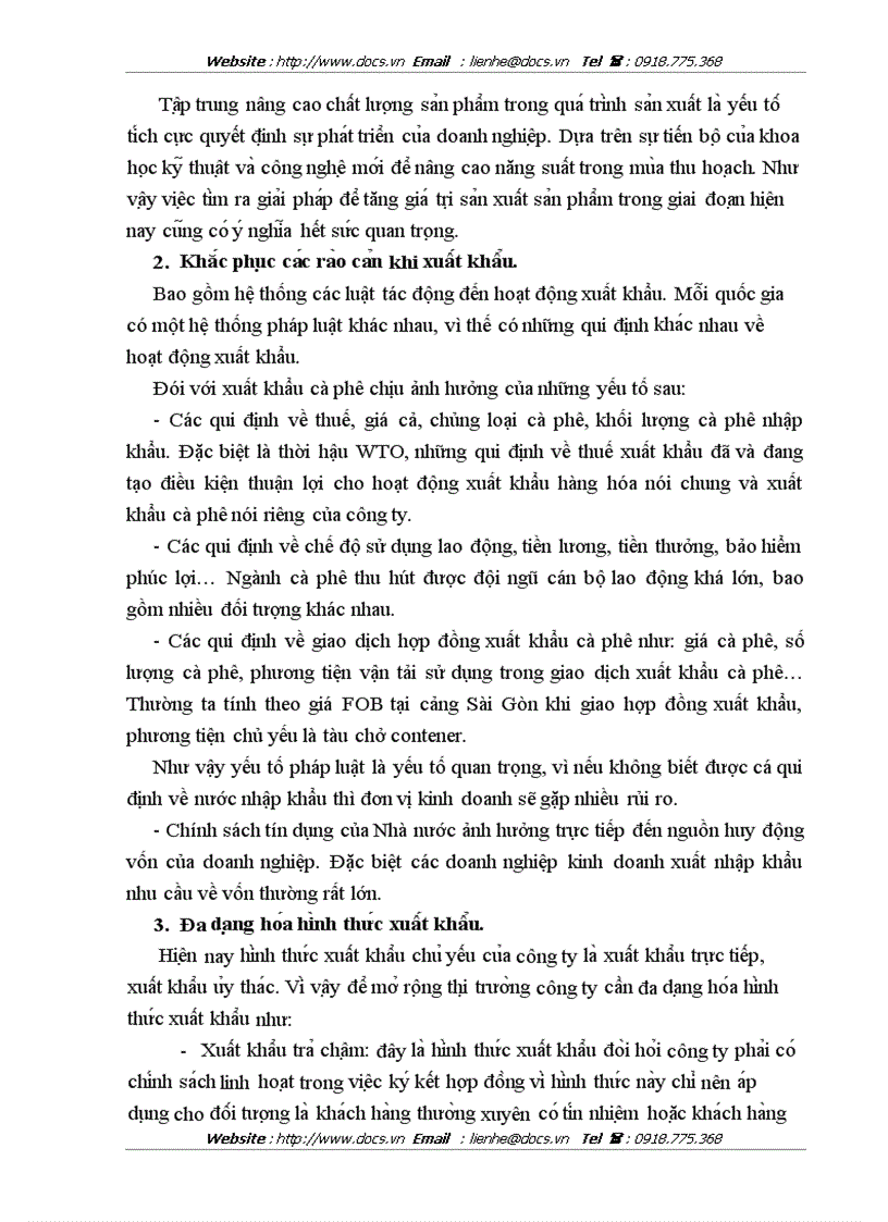 image for page Thư c tra ng va gia i pha p mơ rô ng thi trươ ng xuâ t khâ u ca phê cu a công ty cô phâ n Intimex Viê t Nam