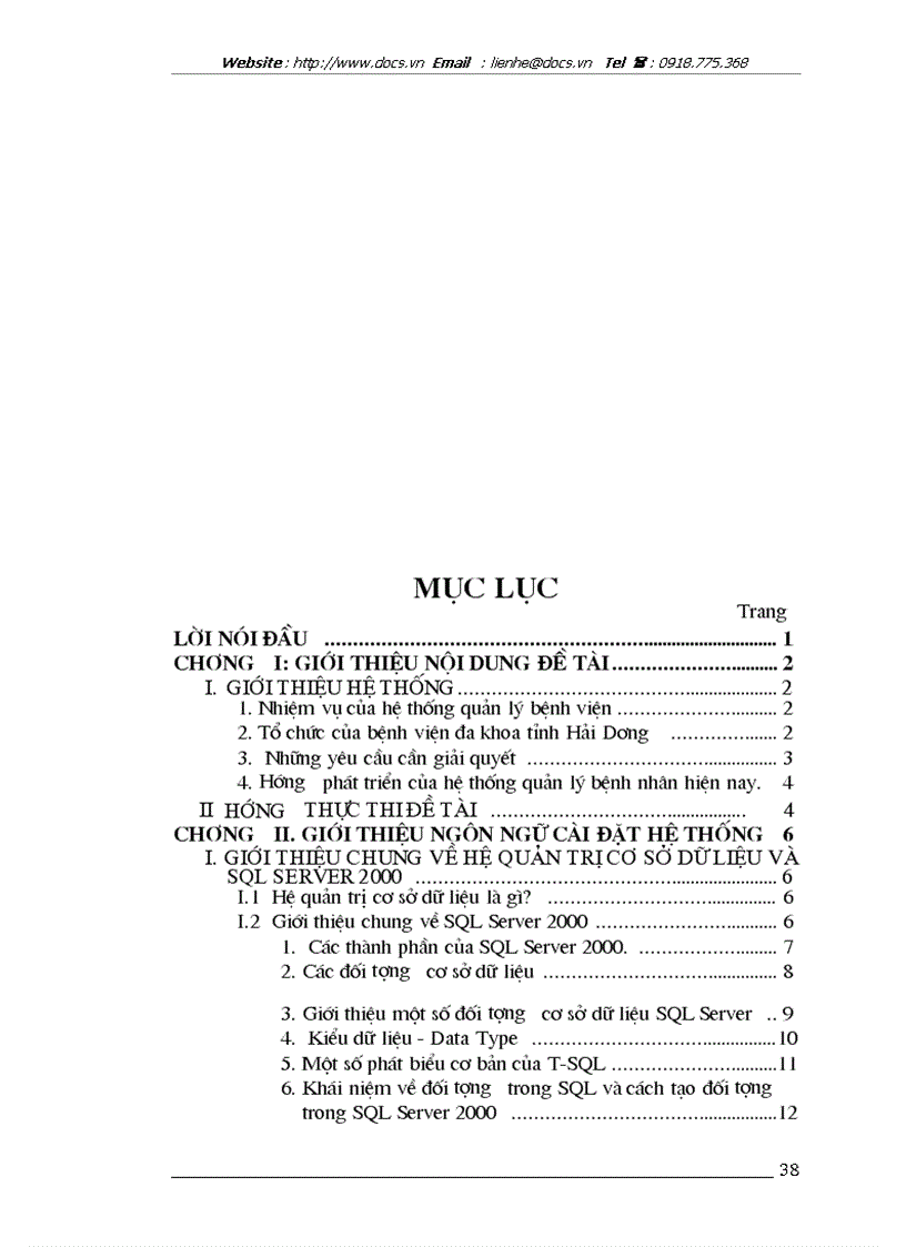 image for page Báo cáo P tích thiết kế hệ thống thông tin quản lý bệnh nhân tại Bệnh viện Đa khoa tỉnh Hải Dương