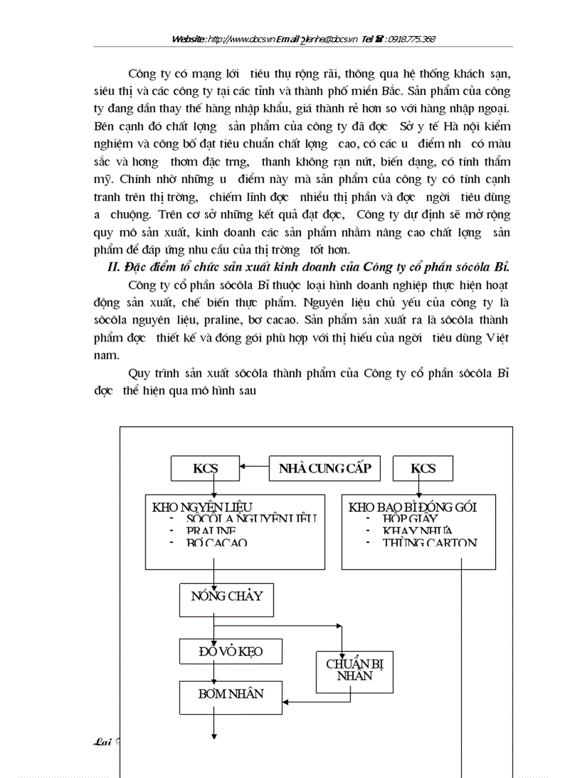 Tại Công ty CP Sôcôla Bỉ