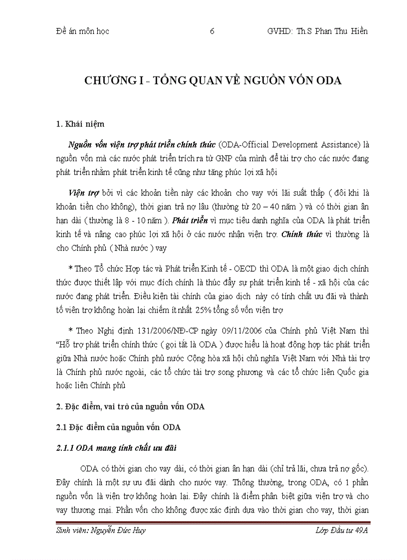 Tình hình thu hút và sử dụng nguồn vốn ODA tại Việt Nam giai đoạn 2006 2010