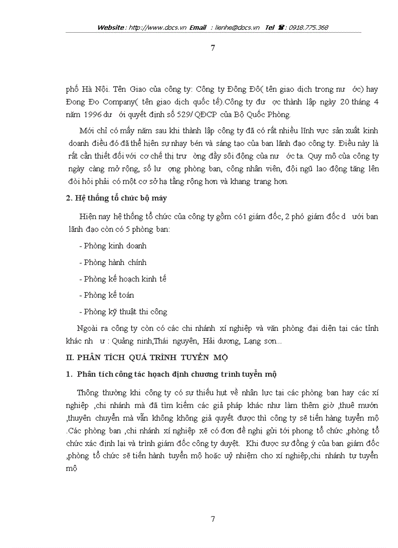 image for page Thực trạng quá trình tuyển mộ và tuyển chọn nguồn nhân lực tại công ty đông đô bộ quốc phòng