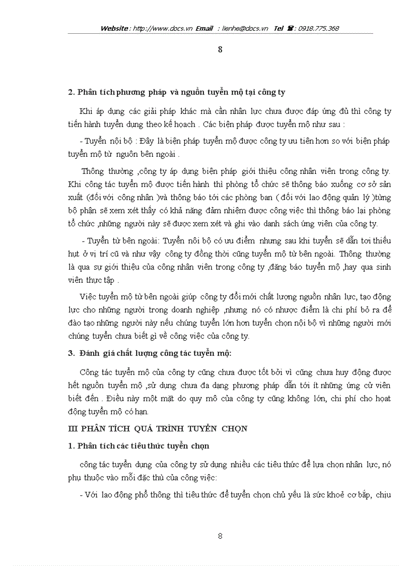 image for page Thực trạng quá trình tuyển mộ và tuyển chọn nguồn nhân lực tại công ty đông đô bộ quốc phòng
